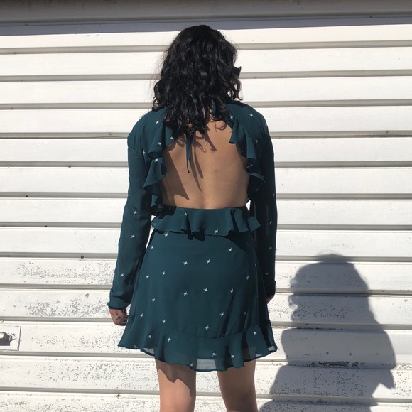 Honey Punch Dresses & Skirts - HONEY PUNCH SZ S OPEN BACK STARS DRESS GREEN